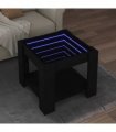 vidaXL Coffee Table with LED Black 53x53x45 cm Engineered Wood