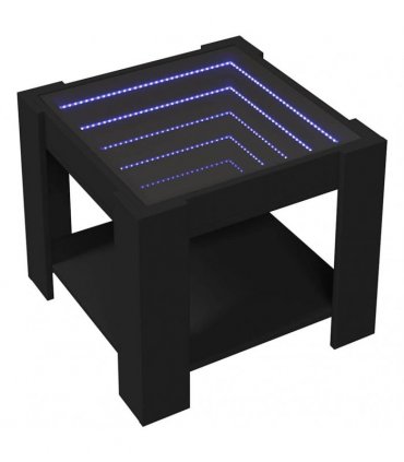 vidaXL Coffee Table with LED Black 53x53x45 cm Engineered Wood