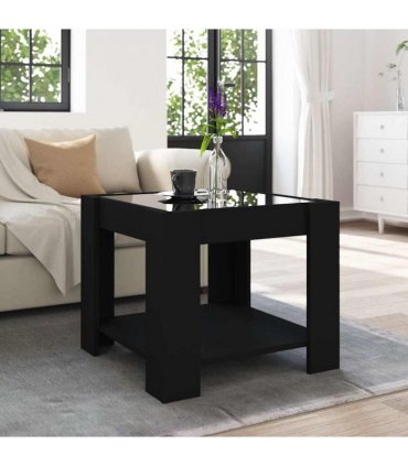 vidaXL Coffee Table with LED Black 53x53x45 cm Engineered Wood