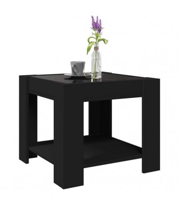 vidaXL Coffee Table with LED Black 53x53x45 cm Engineered Wood