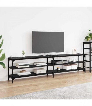 vidaXL TV Cabinet Black Oak 200 x 30 x 50 cm Engineered Wood and Iron