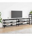 vidaXL TV Cabinet Black Oak 200 x 30 x 50 cm Engineered Wood and Iron