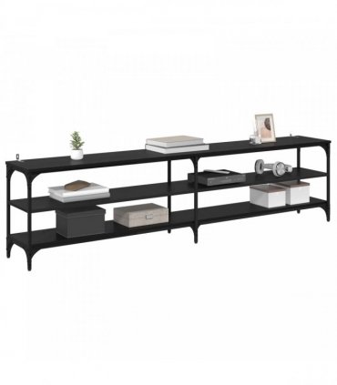 vidaXL TV Cabinet Black Oak 200 x 30 x 50 cm Engineered Wood and Iron