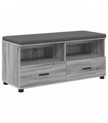 vidaXL Hall Bench with Cushion with Shelf Grey Sonoma 100 x 38 x 46 cm