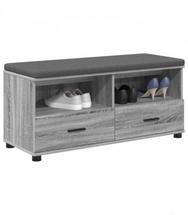 vidaXL Hall Bench with Cushion with Shelf Grey Sonoma 100 x 38 x 46 cm