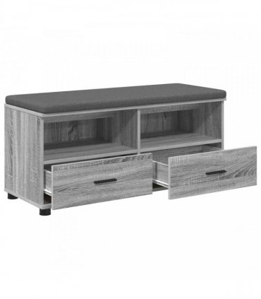 vidaXL Hall Bench with Cushion with Shelf Grey Sonoma 100 x 38 x 46 cm