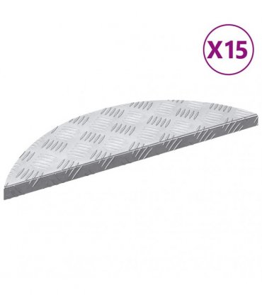 vidaXL Stair Tread Crescent 15 pcs Silver 60 x 18 x 2.5 cm Aluminium