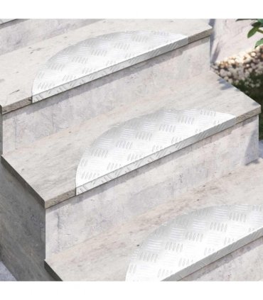 vidaXL Stair Tread Crescent 15 pcs Silver 60 x 18 x 2.5 cm Aluminium