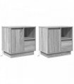 vidaXL Bedside Cabinet 2 pcs Grey 50 x 34.5 x 50 cm Engineered wood