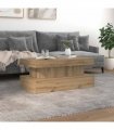 vidaXL Coffee Table with LED Lights Artisian Oak 90x50x40 cm