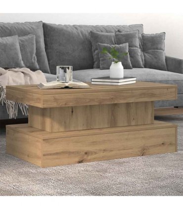 vidaXL Coffee Table with LED Lights Artisian Oak 90x50x40 cm