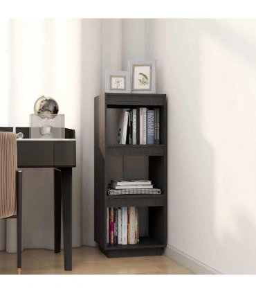 vidaXL Book Cabinet/Room Divider Grey 40x35x103 cm Solid Pinewood