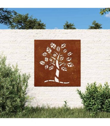 vidaXL Garden Wall Decoration 55x55 cm Corten Steel Tree Design