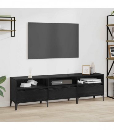vidaXL TV Cabinet Black Oak 150 x 30 x 45 cm Engineered Wood and Iron