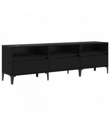 vidaXL TV Cabinet Black Oak 150 x 30 x 45 cm Engineered Wood and Iron
