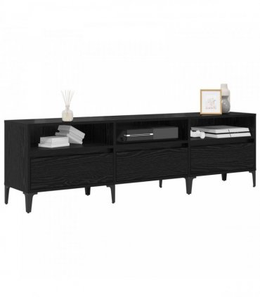 vidaXL TV Cabinet Black Oak 150 x 30 x 45 cm Engineered Wood and Iron