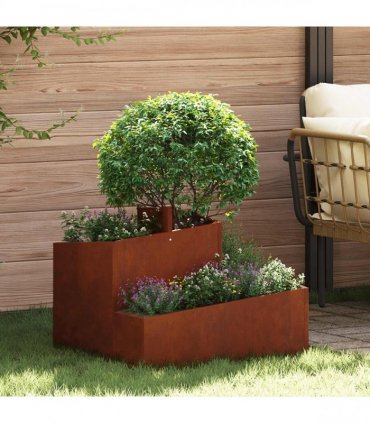 vidaXL Garden Planter Brown 60 x 60 x 50 cm Weathering Steel