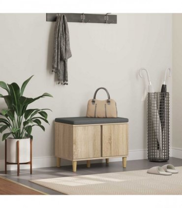 vidaXL Hall Bench with Cushion with Storage Sonoma Oak 60 x 38 x 46 cm