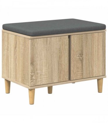 vidaXL Hall Bench with Cushion with Storage Sonoma Oak 60 x 38 x 46 cm