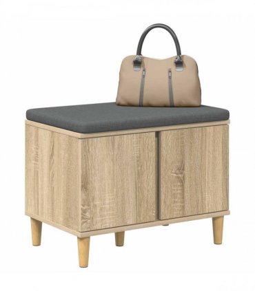vidaXL Hall Bench with Cushion with Storage Sonoma Oak 60 x 38 x 46 cm