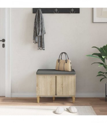 vidaXL Hall Bench with Cushion with Storage Sonoma Oak 60 x 38 x 46 cm
