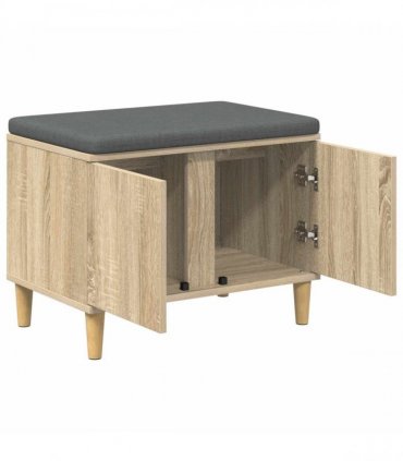 vidaXL Hall Bench with Cushion with Storage Sonoma Oak 60 x 38 x 46 cm