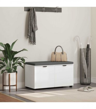 vidaXL Hall Bench White 80 x 38 x 46 cm Engineered Wood and Fabric