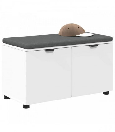 vidaXL Hall Bench White 80 x 38 x 46 cm Engineered Wood and Fabric