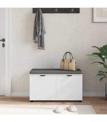vidaXL Hall Bench White 80 x 38 x 46 cm Engineered Wood and Fabric