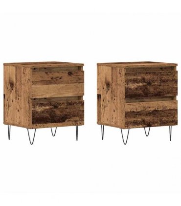 vidaXL Bedside Cabinet 2 pcs Old wood 40 x 35 x 50 cm Engineered wood