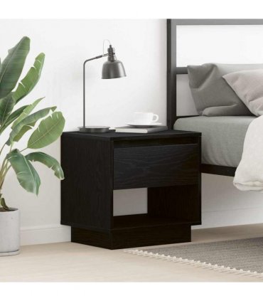 vidaXL Nightstand Black Oak 45 x 34 x 44 cm Engineered Wood