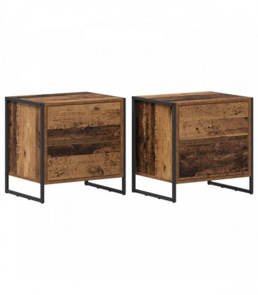 vidaXL Bedside Table 2 pcs Old Wood 50 x 39.5 x 50 cm Engineered Wood