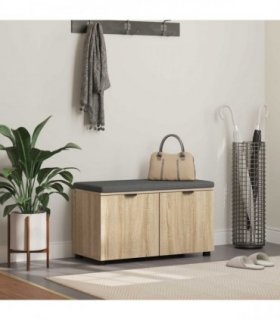 vidaXL Hall Bench with Cushion with Shelf Sonoma Oak 80 x 38 x 46 cm