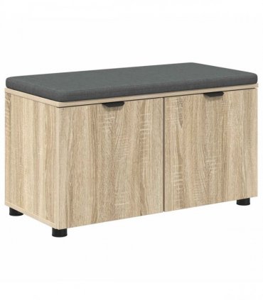 vidaXL Hall Bench with Cushion with Shelf Sonoma Oak 80 x 38 x 46 cm