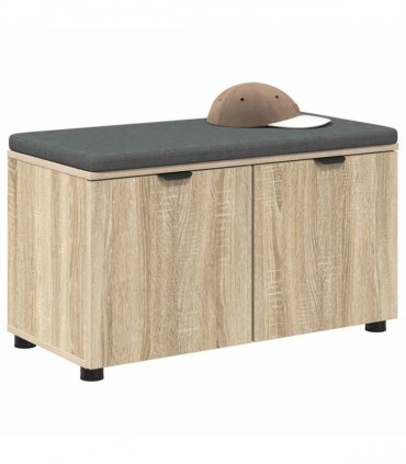 vidaXL Hall Bench with Cushion with Shelf Sonoma Oak 80 x 38 x 46 cm