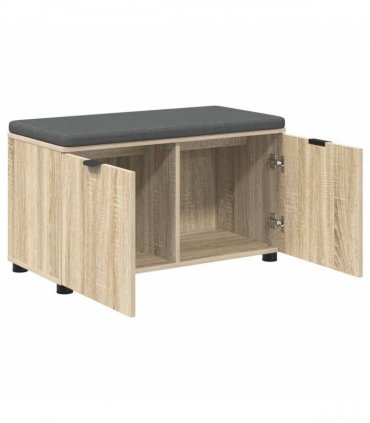 vidaXL Hall Bench with Cushion with Shelf Sonoma Oak 80 x 38 x 46 cm