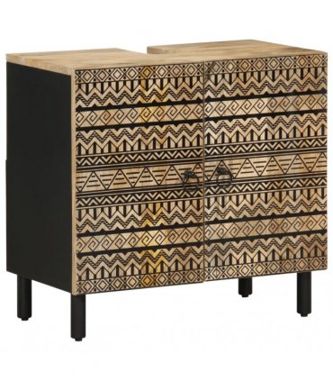 vidaXL Bathroom Sink Cabinet Black 62x33x58 cm Solid Wood Mango