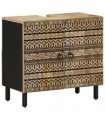 vidaXL Bathroom Sink Cabinet Black 62x33x58 cm Solid Wood Mango