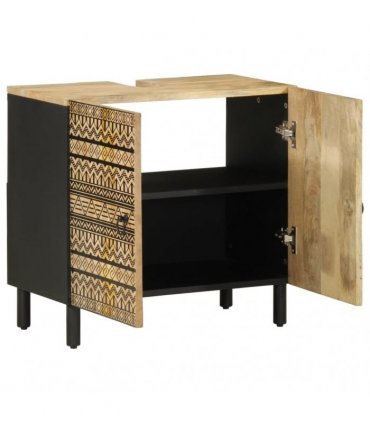 vidaXL Bathroom Sink Cabinet Black 62x33x58 cm Solid Wood Mango