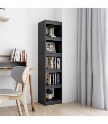 vidaXL Book Cabinet/Room Divider Grey 40x30x167.5 cm Solid Pinewood