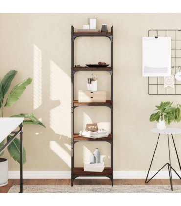 vidaXL Bookcase 5-Tier Brown Oak 40x30x154 cm Engineered Wood