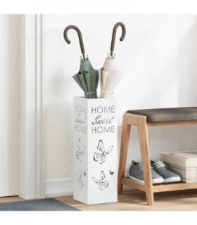 vidaXL Rain Umbrella Stand White 15.5 x 15.5 x 49 cm Steel