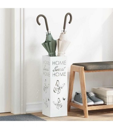 vidaXL Rain Umbrella Stand White 15.5 x 15.5 x 49 cm Steel