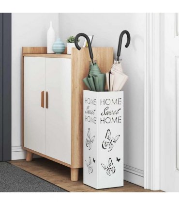 vidaXL Rain Umbrella Stand White 15.5 x 15.5 x 49 cm Steel