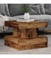 vidaXL Coffee Table with LED Lights Old Wood 50x50x40 cm