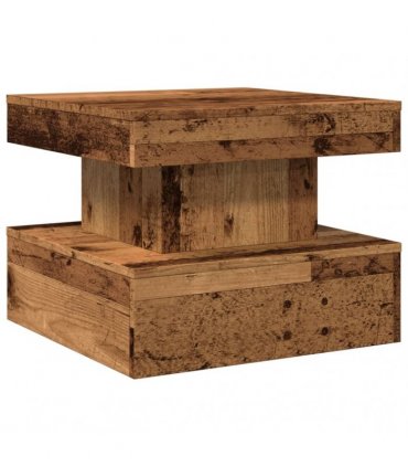 vidaXL Coffee Table with LED Lights Old Wood 50x50x40 cm