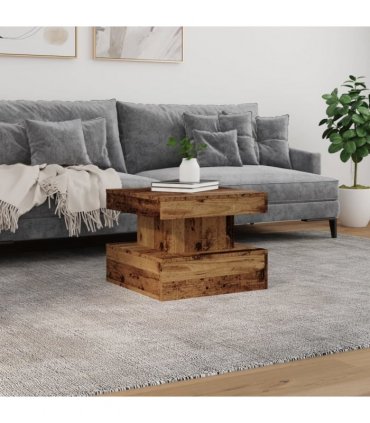 vidaXL Coffee Table with LED Lights Old Wood 50x50x40 cm