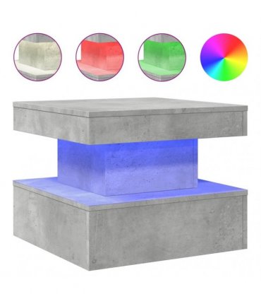 vidaXL Coffee Table with LED Lights Concrete Grey 50x50x40 cm