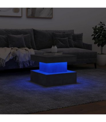 vidaXL Coffee Table with LED Lights Concrete Grey 50x50x40 cm