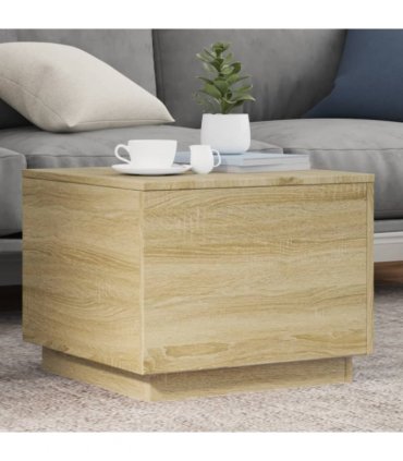 vidaXL Coffee Table with LED Lights Sonoma Oak 50x50x40 cm